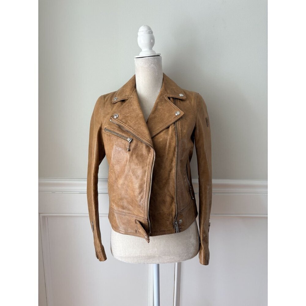 Belstaff England Women's Brown Leather Moto Jacket 38 2-4 US - Picture 10 of 11
